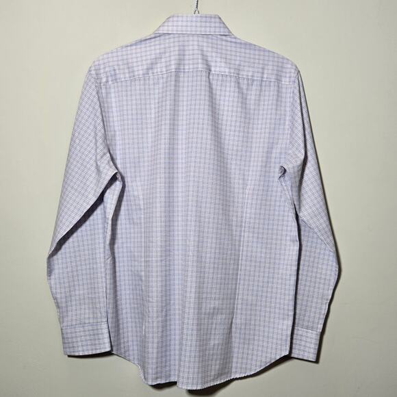 Con.struct Men's Blue Square Pattern 4-Way Stretch Dress Shirt (M) - Picture 4 of 5